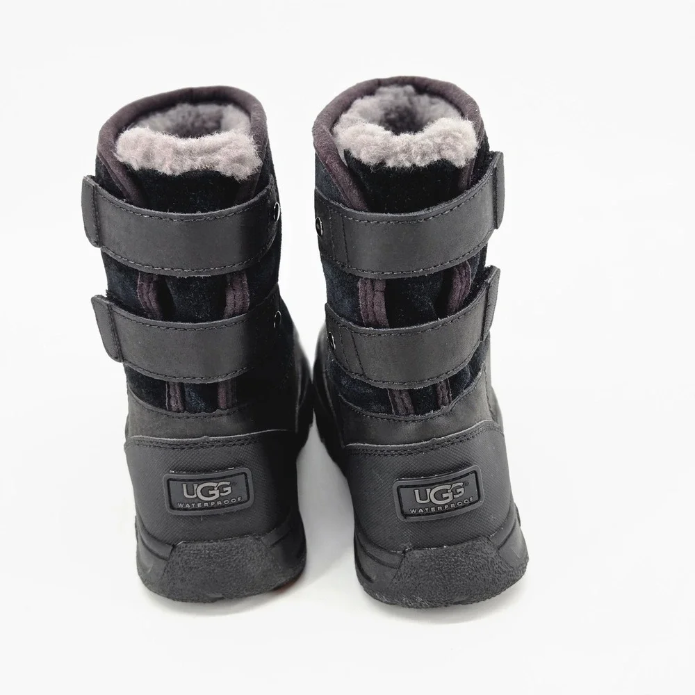 UGG Kids Butte II Waterproof Black Leather Suede Winter Boots 1012383K Size 2